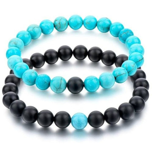 Bracelets de distance en agate noire et turquoise