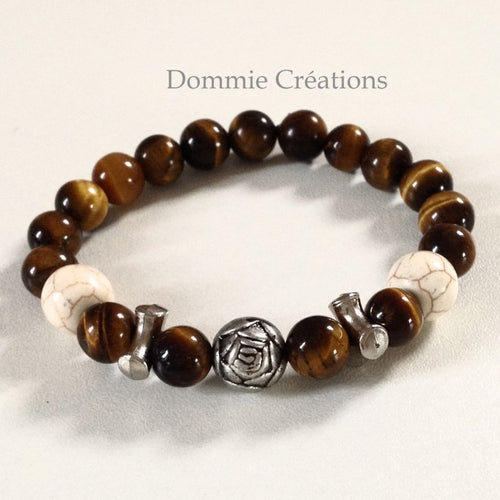 Bracelet oeil de tigre et howlite