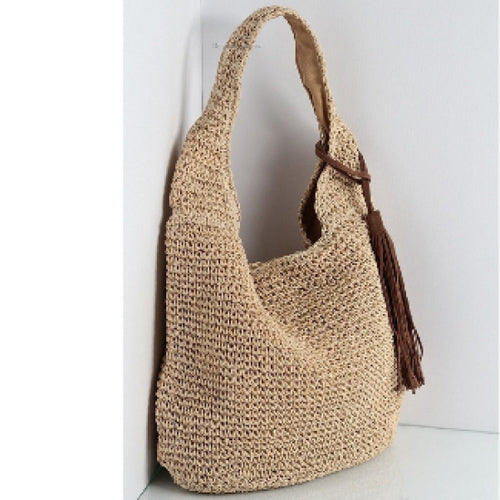 Sac raphia besace beige